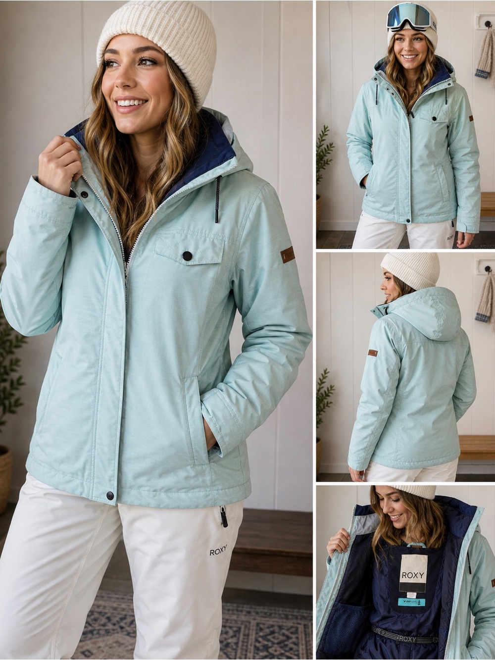 ROXY Women’s DryFlight 10K Waterproof Snow/Ski Jacket Mint Blue Size Small